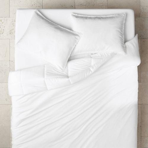 Full/Queen Heavyweight Linen Blend Comforter & Sham Set White - Casaluna™