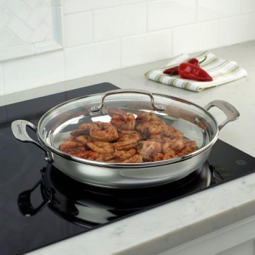 Cuisinart Classic 12 Stainless Steel Everyday Pan with Cover - 8325-30D: Oven-Safe, Dishwasher-Safe, Tempered Glass Lid