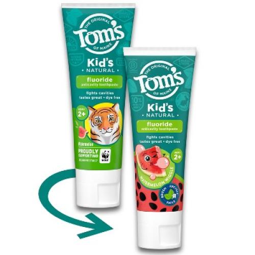Set of 3 Size 5.1oz Tom’s of Maine Watermelon Wiggle Kids Toothpaste with Fluoride - 5.1oz