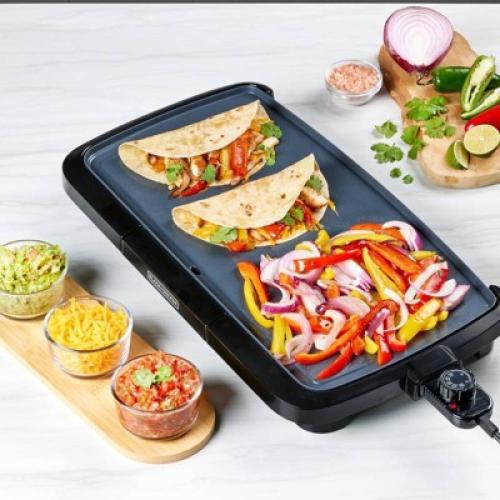 BLACK DECKER 20 Family-Sized Cast Iron Electric Griddle Black: Nonstick, Tabletop, Temperature Control, 1500W