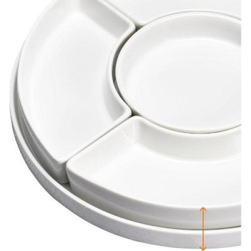 Bruntmor 5 Sectional Porcelain Divided Serving Platter, White