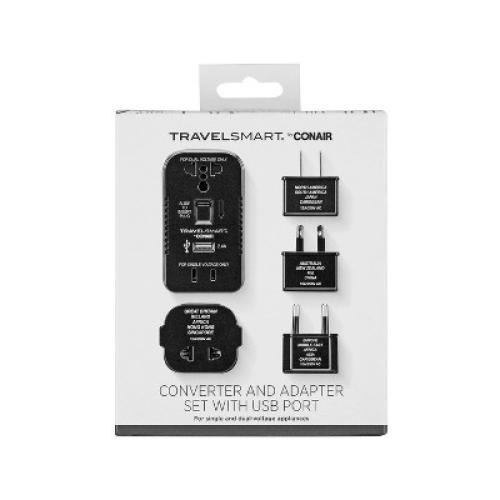 Travel Smart by Conair 2 Outlet Converter Set with USB Port