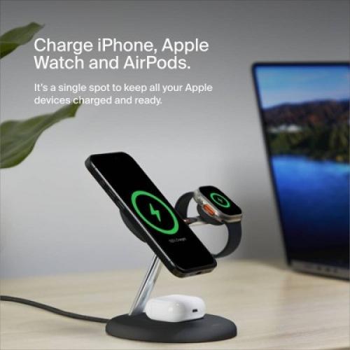 Belkin Qi2 3-in-1 Wireless Charging Stand - Black