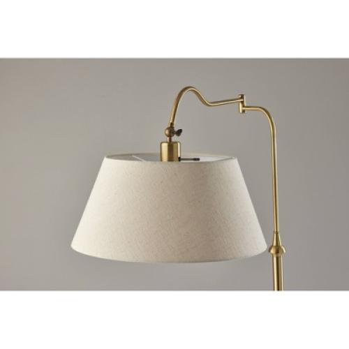 Rodeo Floor Lamp Antique Brass - Adesso: Swing Arm, Adjustable, Mid-Century Modern Design