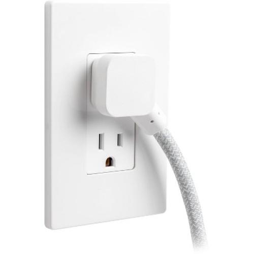 GE 2-Outlet Extension Cord 2 USB-A 1 USB-C 12W 6' Braided White/Gray