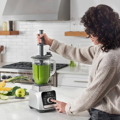 Gourmia Digital Blender with 8 Total Blend Programs, 4 Speeds & Round-Plated Tamper Gray