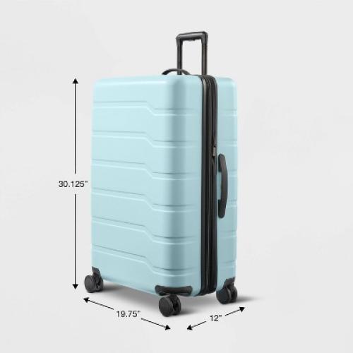 Hardside Large Checked Suitcase Muddy Aqua - Open Story™