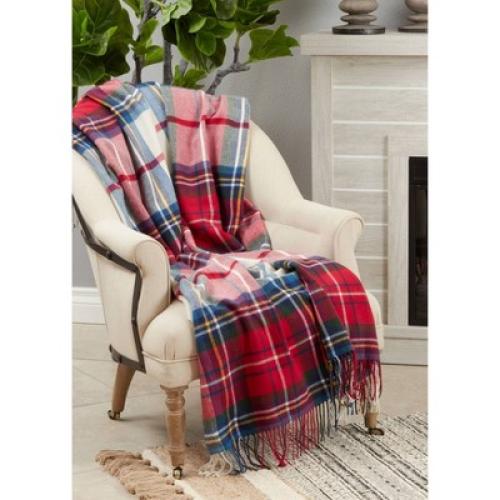 50x60 Casual Plaid Design Throw Blanket - Saro Lifestyle: Acrylic, Knitted, Lightweight Fabric, Machine Washable