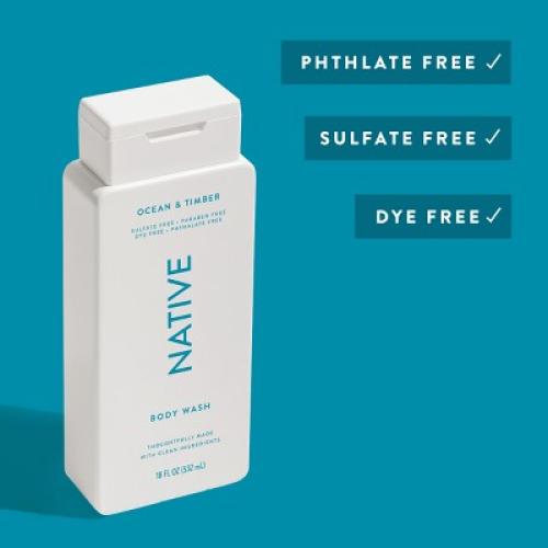 2pack Native Body Wash for Men & Women - Ocean & Timber - Sulfate Free - 18 fl oz ki