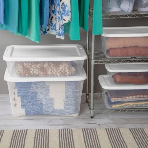 28qt Clear Under Bed Storage Box White - Room Essentials™ ( Pack w/ 10 units)
