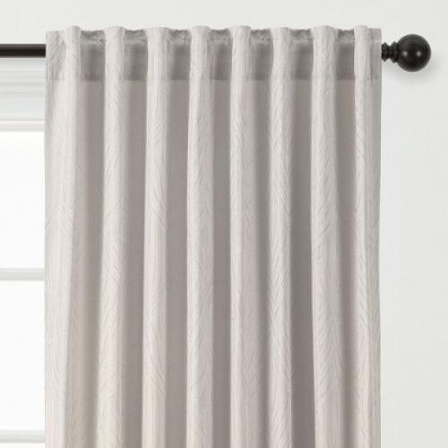 Chanasya 2pk Embossed Textured Sheer Window Curtain Panels - Set of 2 - 52 x 63 Inches Long - Leaf, Beige