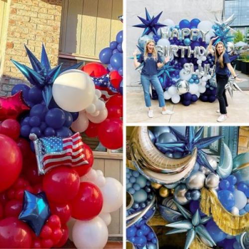 PartyWoo Balloon Arch Kit Navy Blue Starburst Spike 22 Inch 18 12 10 5 Inch 110 pcs