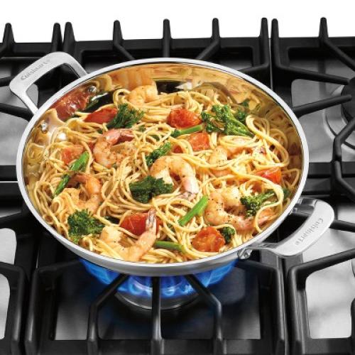 Cuisinart Classic 12 Stainless Steel Everyday Pan with Cover - 8325-30D: Oven-Safe, Dishwasher-Safe, Tempered Glass Lid