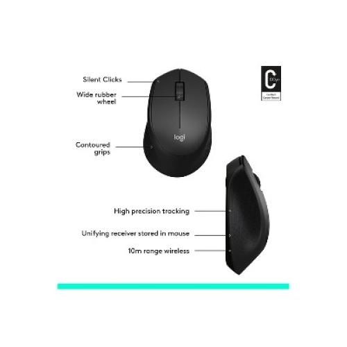 Logitech M330 Silent Plus Mouse Wireless Black 910004905