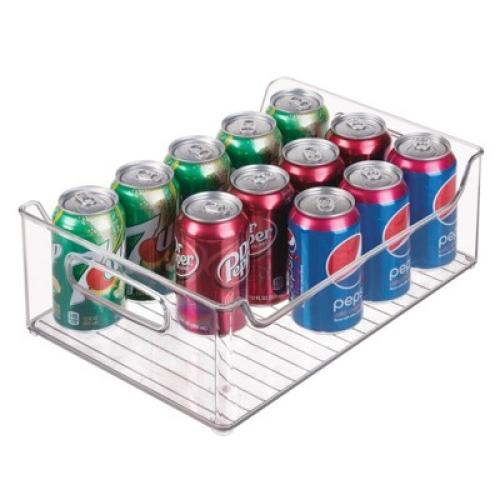 iDESIGN Plastic Fridge and Freezer Storage Organizer Bin with Handle Clear: Kitchen Cabinet Organizer, 12x10x5