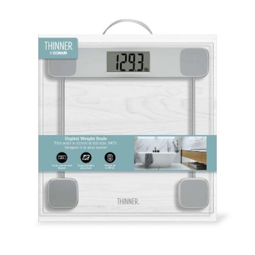Clear Glass Weight Scale Silver - Thinner: Digital Bathroom Scale with LCD Display, 400 lb Capacity