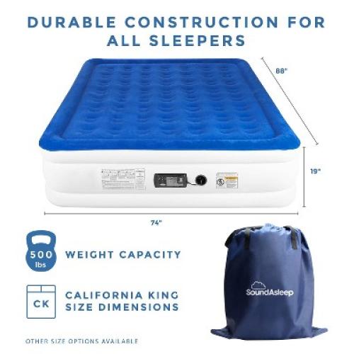 SoundAsleep Dream Series Air Mattress with ComfortCoil Technology & Internal High Capacity Pump -  Queen - Blue