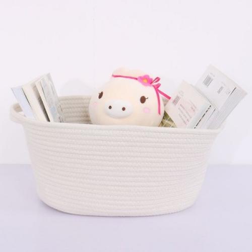 Unique Bargains Cotton Storage Basket Clothes Organizer Decorative Storage Bins 1 Pc White