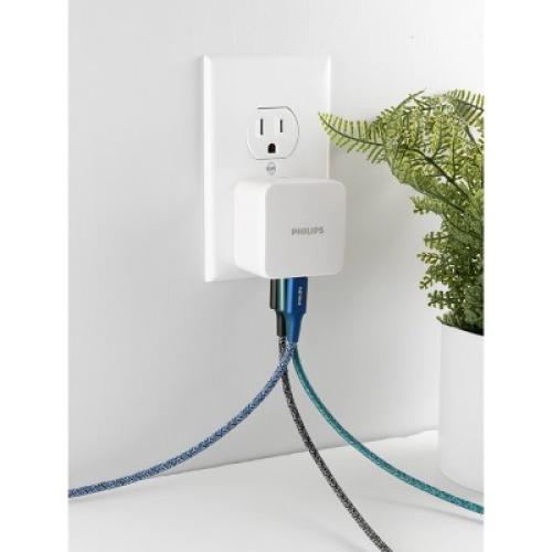 Philips 3-Port 32W USB and USB C Charger - White