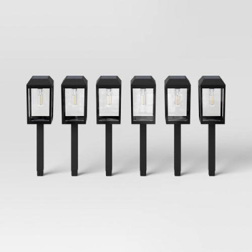 6pk Window Lantern Solar LED Outdoor Path Lights Matte Black - Threshold™: Energy-Efficient, Weather-Resistant, Automatic Lighting