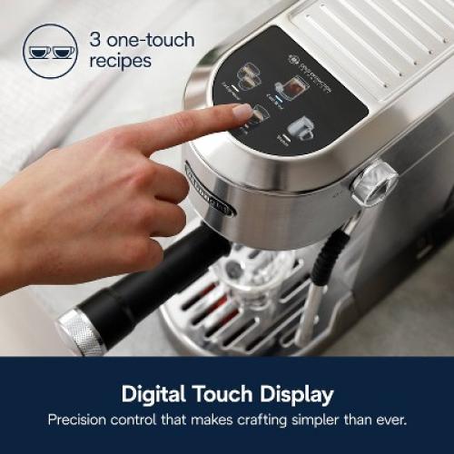 DeLonghi Dedica Duo Espresso and Cold Brew Machine with Milk Frother for Hot & Iced Coffee, Cappuccinos, Lattes & More Stainless Steel