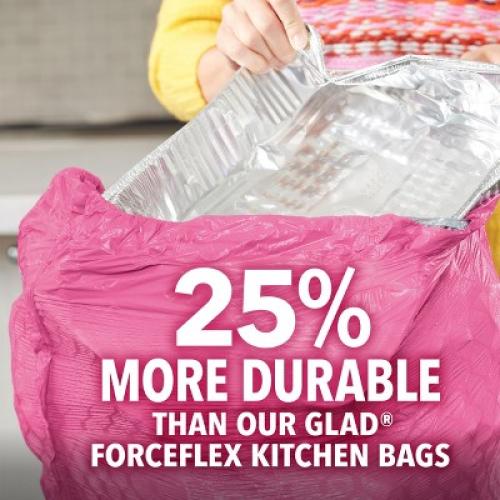 Glad ForceFlex MaxStrength Tall Kitchen Drawstring Pink Trash Bags - Cherry Blossom - 13gal/90ct
