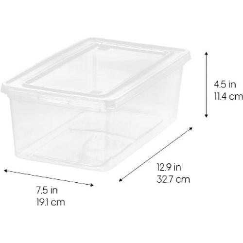 IRIS USA 6 Qt Stackable Plastic Storage Bins with Lids, Clear, 6Pk
