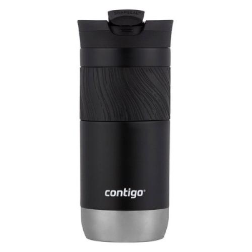 Contigo Byron 2.0 16oz Stainless Steel Travel Mug with SNAPSEAL Lid and Grip Licorice: Insulated Coffee Cup for Travel