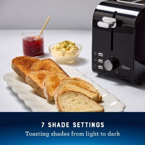 Oster 2-Slice Toaster With Extra-Wide Slots Black/Stainless Steel