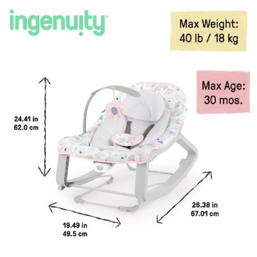 Ingenuity Keep Cozy 3-in-1 Grow with Me Baby Bouncer, Rocker & Toddler Seat - Burst