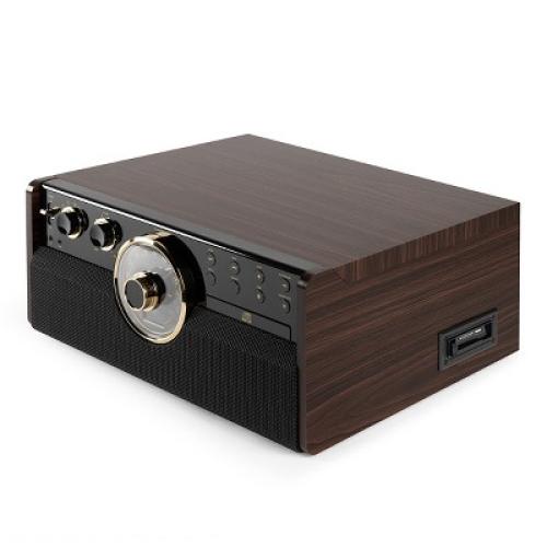 Victrola Empire 7-in-1 Bluetooth Record Player with 3-Speed Turntable, CD, Cassette Player and Radio (Espresso)