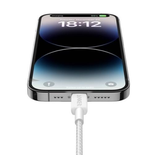 Anker 3' Braided Lightning to USB-C Fast Charging Cable - White