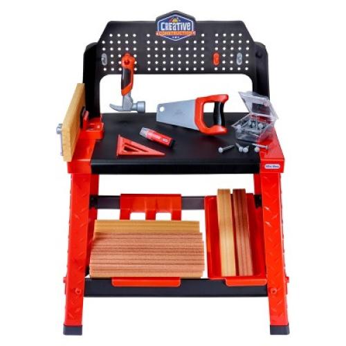 Little Tikes Creative Construction Workbench with 15  Accessories: Toy Tools for Creativity Realistic Functions