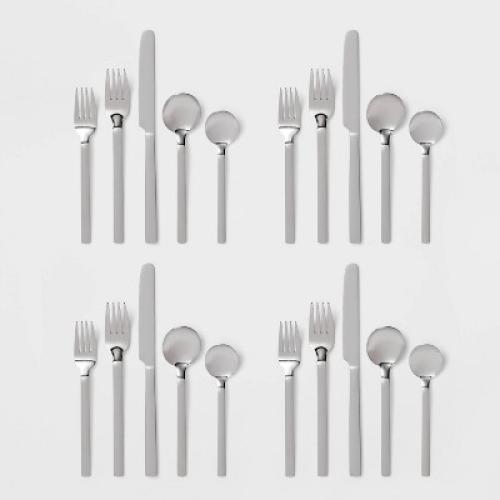 20pc Squared Straight Flatware Set - Room Essentials™ MAY HAVE MISSING ACCESSORIES