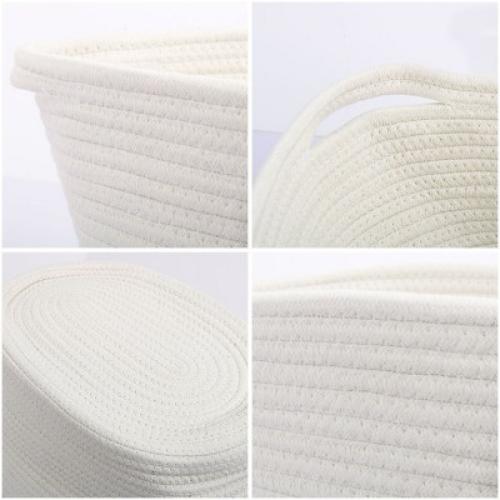 Unique Bargains Cotton Storage Basket Clothes Organizer Decorative Storage Bins 1 Pc White