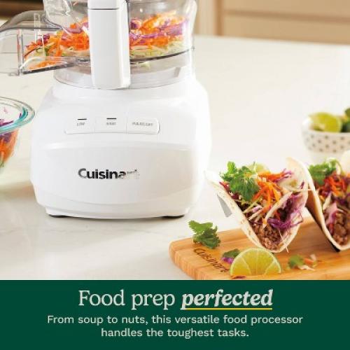 Cuisinart 9 Cups 350W Core Food Processor White FP-9CF: Continuous Feed, Reversible Disc, Dishwasher-Safe Parts