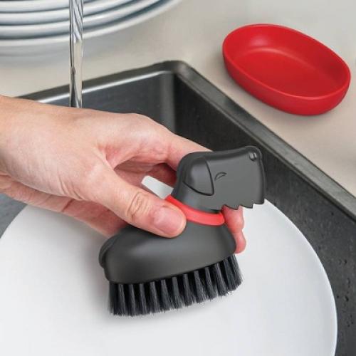 Ototo Holiday Gift Plastic Oscar Dog Dish Brush Kitchen Scrub