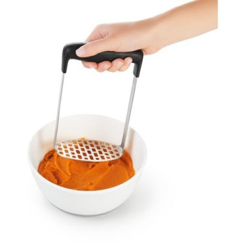 OXO Smooth Potato Masher: Stainless Steel & Plastic, Dishwasher-Safe, Black, Good Grips, Best Masher, 7.2 Length