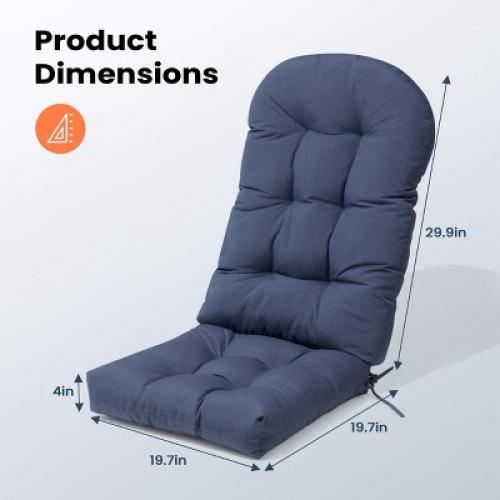 Pellebant Outdoor Adirondack Chair Cushion 4 Thick Back Seat Pad Water-Resistant UV-Resistant Ties Straps