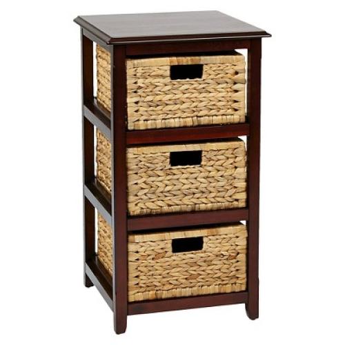 Seabrook ThreeTier Storage Unit with Espresso and Natural Baskets - OSP Home Furnishings