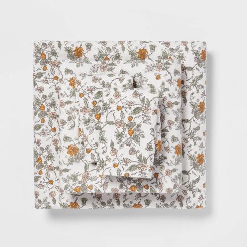 Twin Fall Pattern Flannel Sheet Set Floral - Threshold