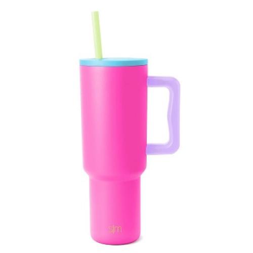 Simple Modern Trek 40oz Stainless Steel 80's Mix Lidded Tumbler Neon Pink ‼️doesn’t come with straw‼️