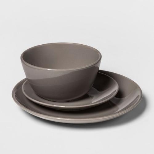 12pc Stoneware Avesta Dinnerware Set Gray - Project 62™
