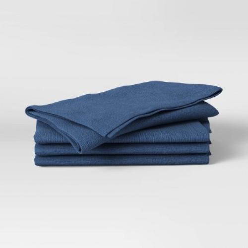 4pk Cotton Easy Care Napkins Blue - Threshold™