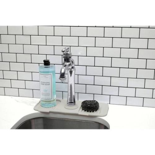 Core Kitchen Faucet Drip Tray: Silicone Dish Drying Mat, Beige, Dishwasher-Safe, 14.56 x 5.7