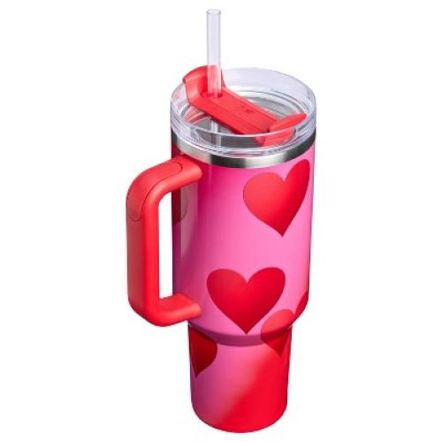 Stanley Valentine's Day 40 oz Stainless Steel H2.0 Flowstate Quencher Tumbler Rouge Heart Gradient MISSING STRAW