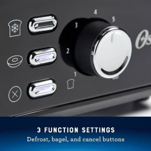 Oster 2-Slice Toaster With Extra-Wide Slots Black/Stainless Steel