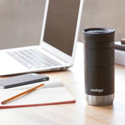 Contigo Byron 2.0 16oz Stainless Steel Travel Mug with SNAPSEAL Lid and Grip Licorice: Insulated Coffee Cup for Travel