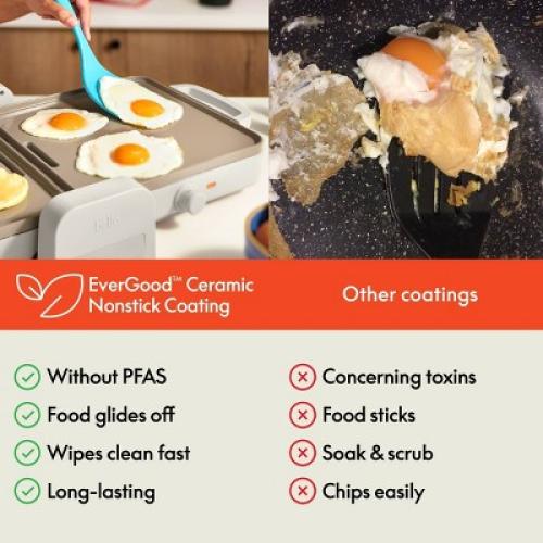 bella Fold and Store Dual Temp Griddle Oatmilk❗MAY HAVE MISSING PIECES/NEEDS CLEANING❗