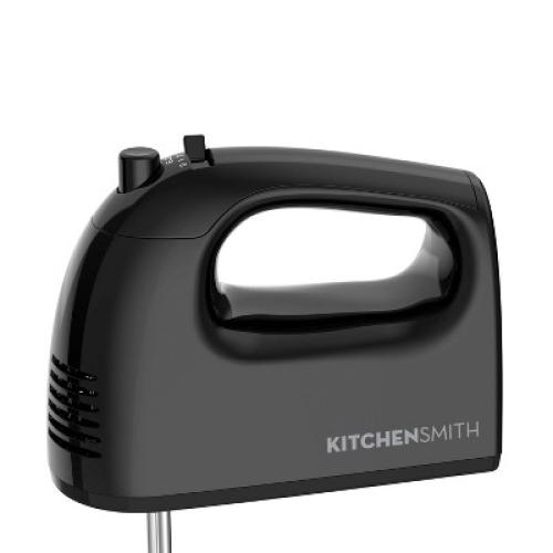 KitchenSmith 5 Speed Hand Mixer: Black, 150W, Dishwasher-Safe Parts, Metal Whisk, Handheld Cooking Mixer